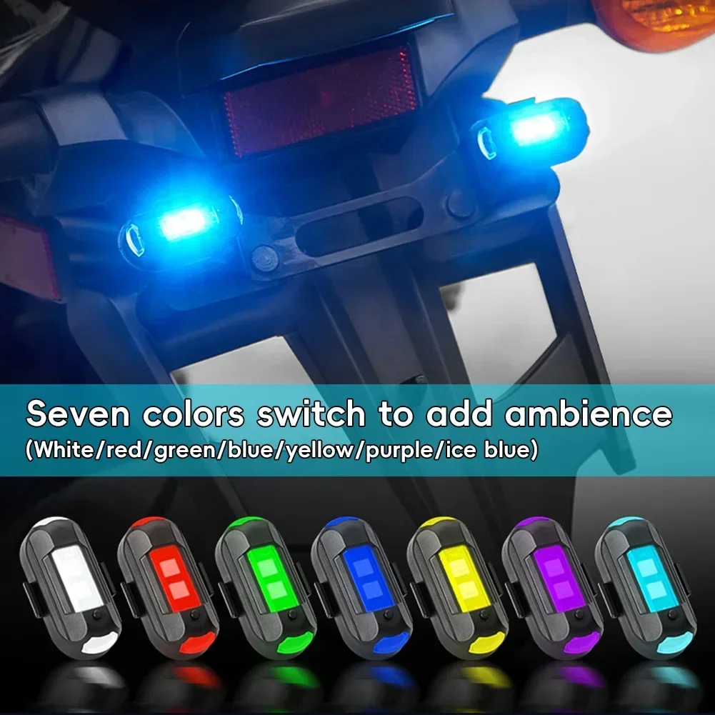 7 Colors LED Motorcycle Warning Lights USB Anti-Collision Aircraft Night Flying Mini Signal Strobe Lamp for Drone Car Bike