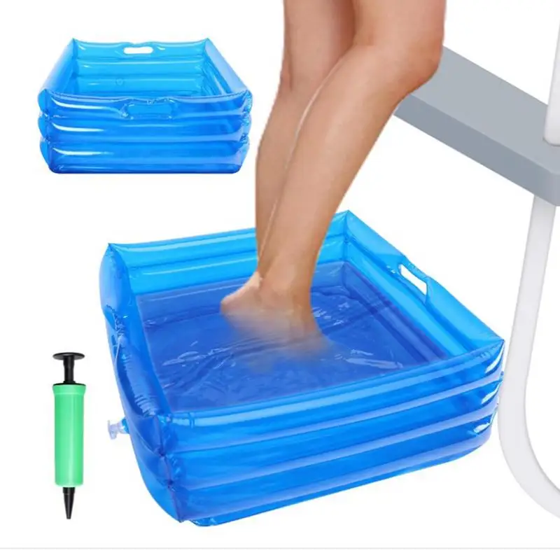 Collapsible Pool Footbath Universal Pool Entry Foot Bath Basin Portable Wash Basin Blue Foot Bath Pool Accessories Hot Tub