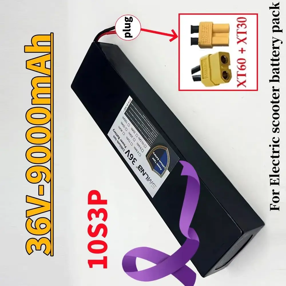 

10S3P 36V 9000mAh Upgraded Rechargeable 42V Electric Battery Pack 18650 Lithium M365 for XT60+XT30 plug