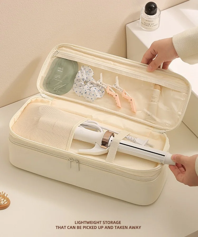 1 Stück tragbare Aufbewahrungstasche für Haartrockner, doppellagige, wasserdichte Reisetasche für Kosmetikartikel, Organizer für Lockenstäbe, Reise-Organizer. – Detail 7