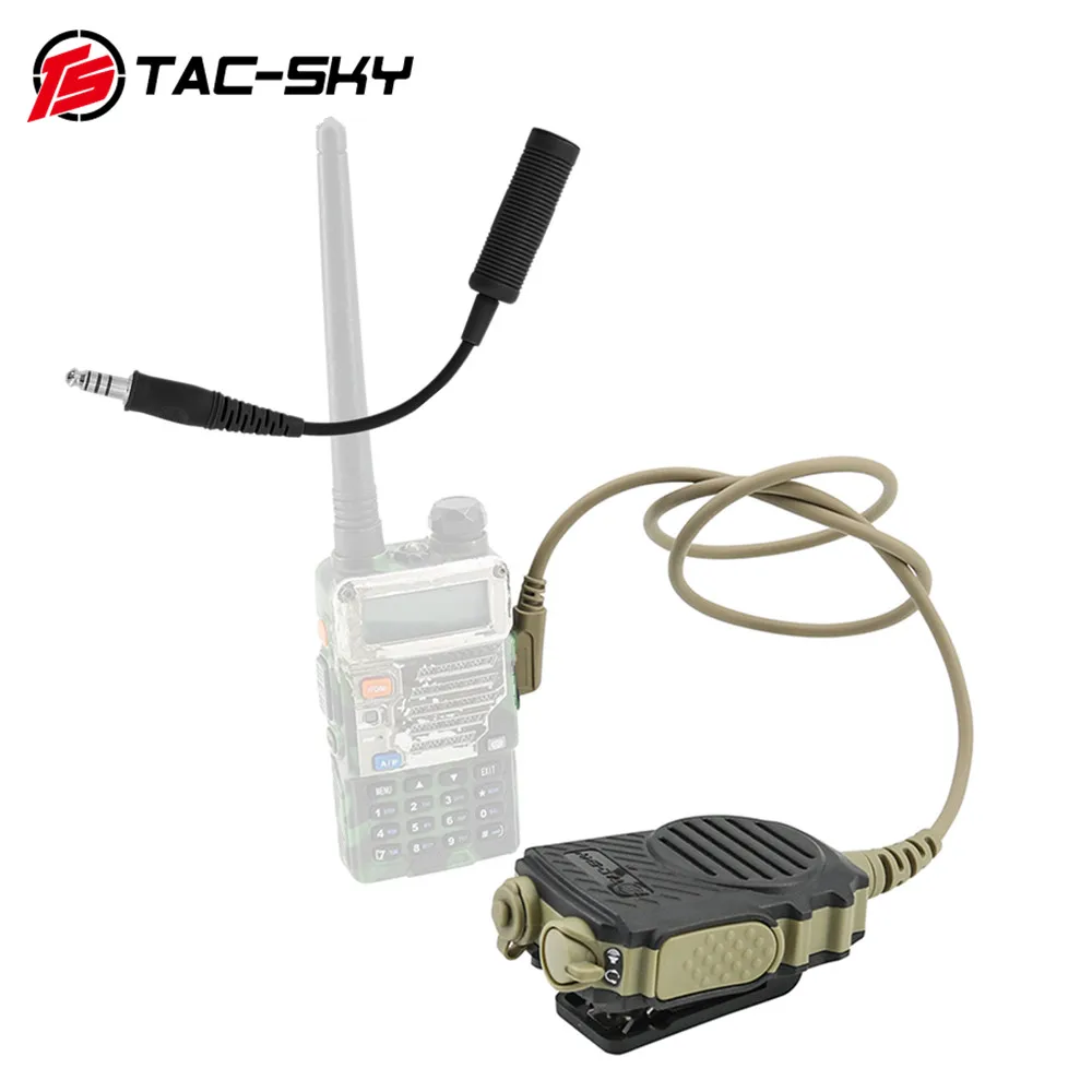 TS TAC-SKY Hand Microphone 7.00mm Plug Adapter Compatible COMTAC/SORDIN Tactical Headset With Ken Plug for Baofeng Walkie Talkie