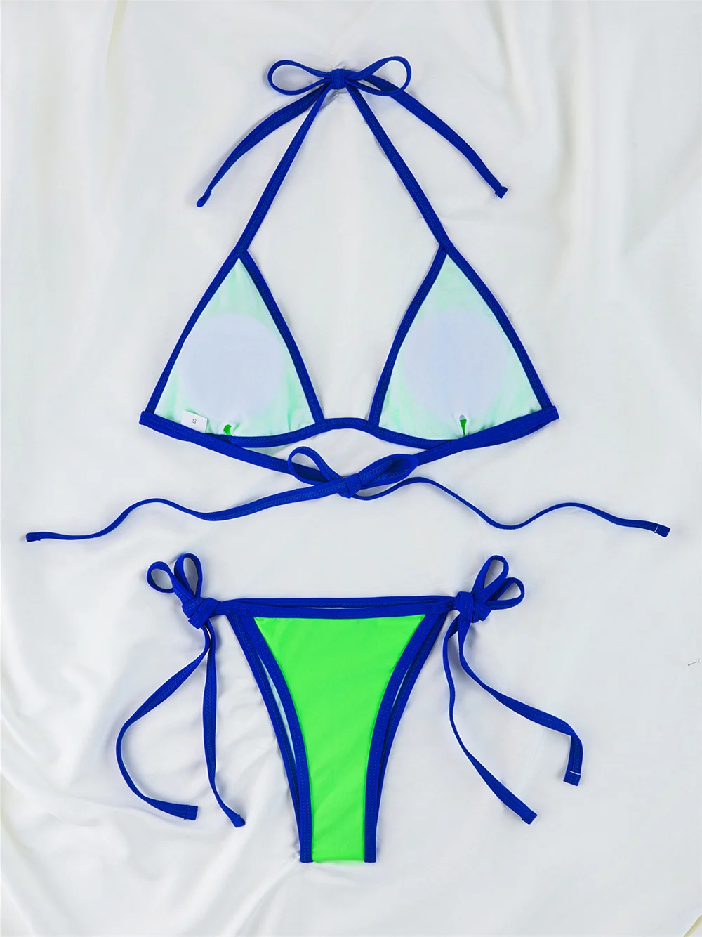 Triangle Green String Extrem Bikini Border Swimsuit Halter Backless Y2K Swimwear Women Beach Micro Tangas Bathing Suit Sexys Set