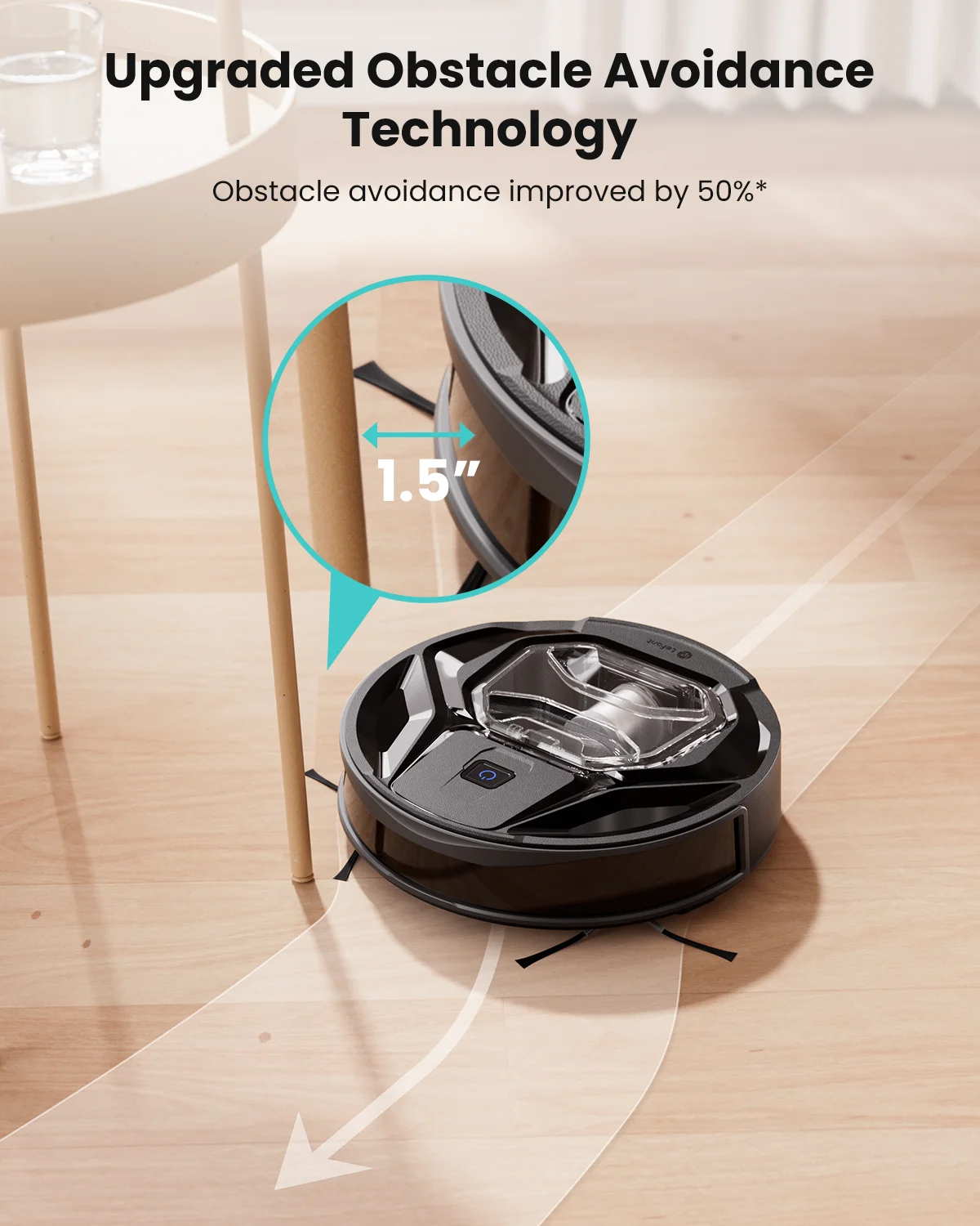 Lefant M320 Robot Vacuum Cleaner, Strong Suction 6000Pa,Autonomy 210 Minutes, 800ML Visible Dustbin, Ideal for Pet Hair