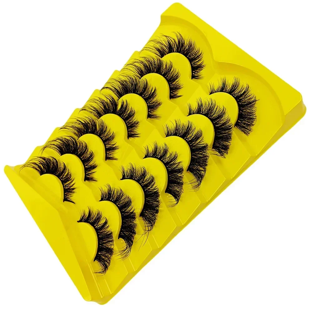 7 Pairs Cat Eye Eyelashes 3D Natural False Lashes Fluffy Soft Cross Manga Lashes Wispy Natural Eyelash Extension Makeup