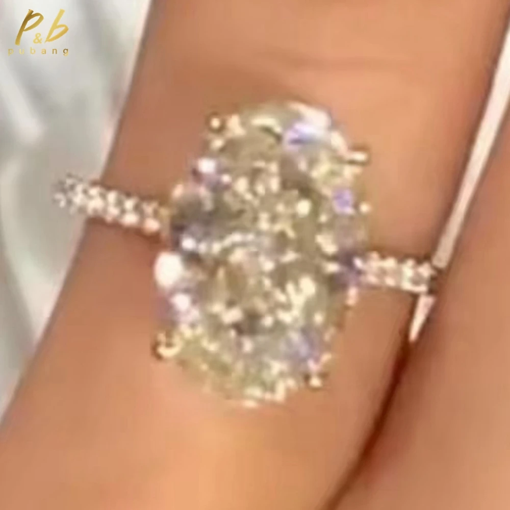 

PuBang Sparkling 3EX VVS1 5.7 Carat Moissanite Engagement Rings Crushed Ice Oval Canary Yellow Color Moissanite Fine Jewwelry