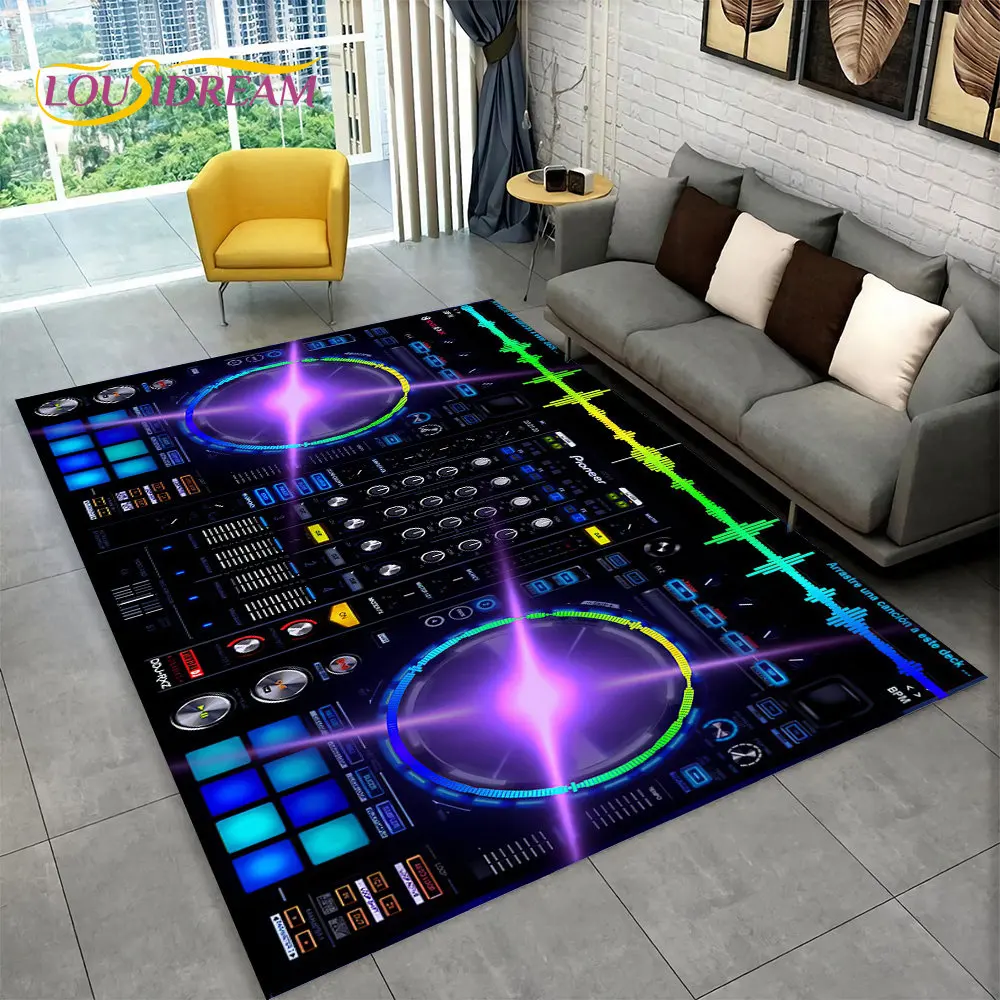 3D DJ Music Screen Keyboard Area Rug,Carpet Rug for Living Room Bedroom Sofa Doormat Hallway Decor,Sport Yoga Non-slip Floor Mat