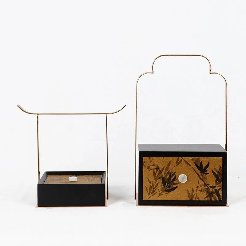 Unique Vintage Wooden Carrying Box Decor, Song Dynasty Style Ornament, Creative TV Stand Tray for Living Room, Office, Shelf