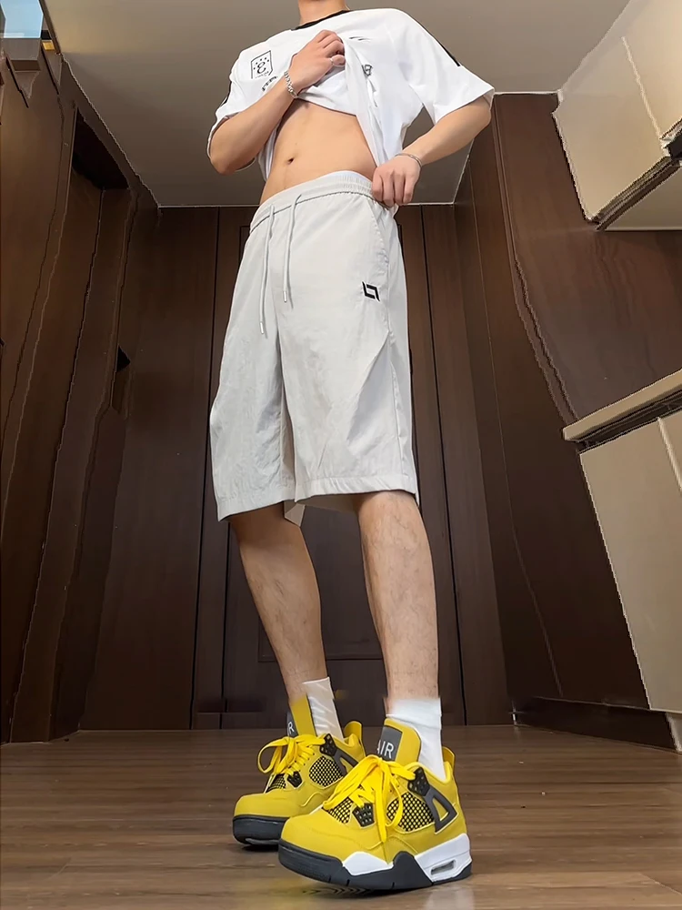 

ay White Men's Sport orts Summer American Functional Nylon Five-Point Qui Dry Lightweight Casual Pants Breathable