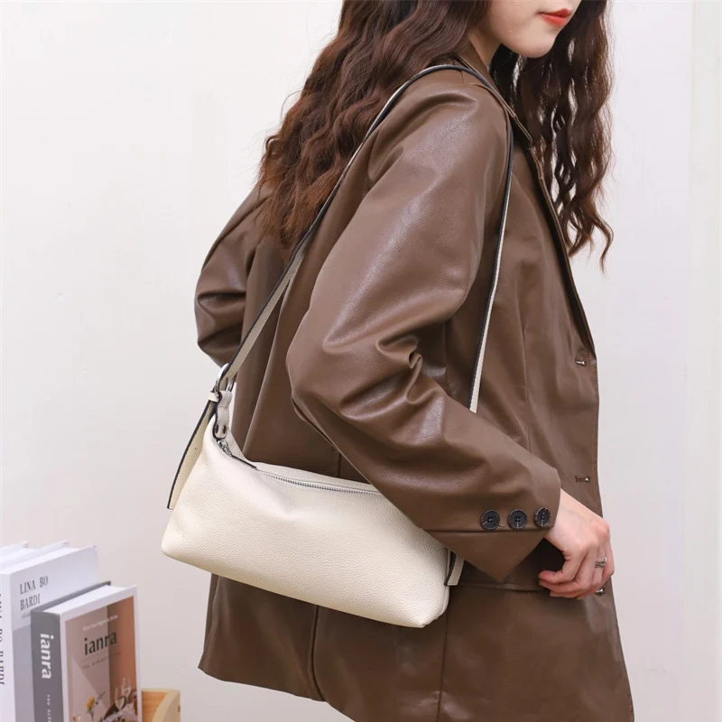 2023 Fashion Trend Women Genuine Real Leather Underarm Bag Female Small Shoulder Bag Lady Messenger Tote Handbag Spring Summer