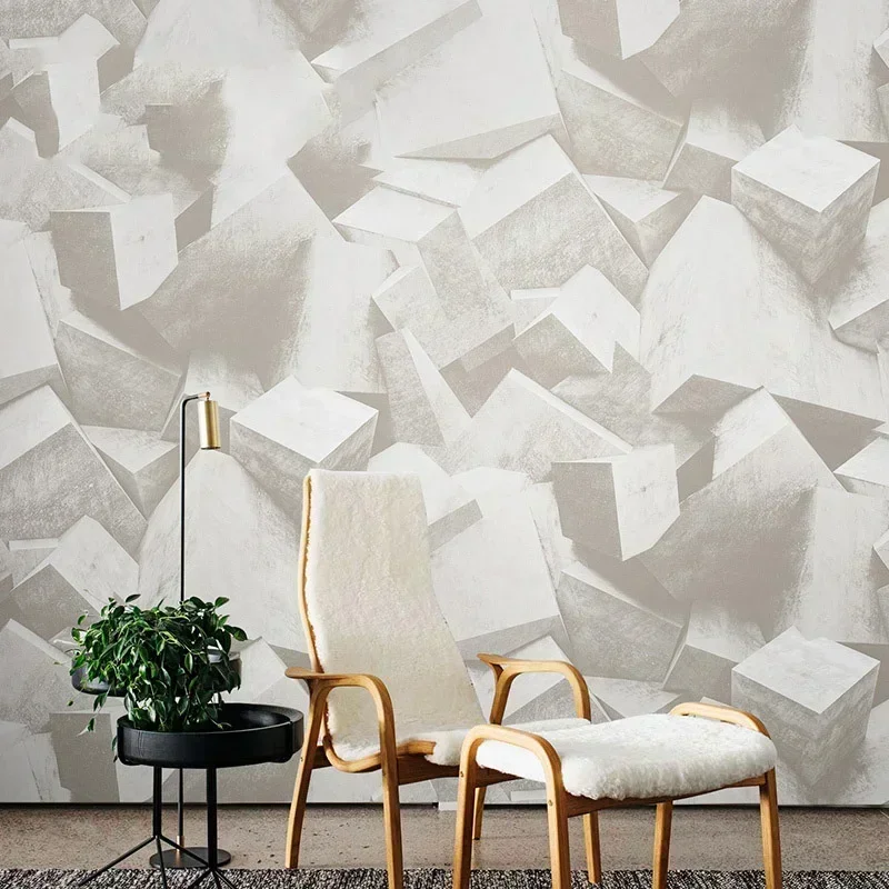 Vintage 3D three dimensional concave convex industrial style cement gray wallpaper restaurant bar gym wallpaper non selfadhesive