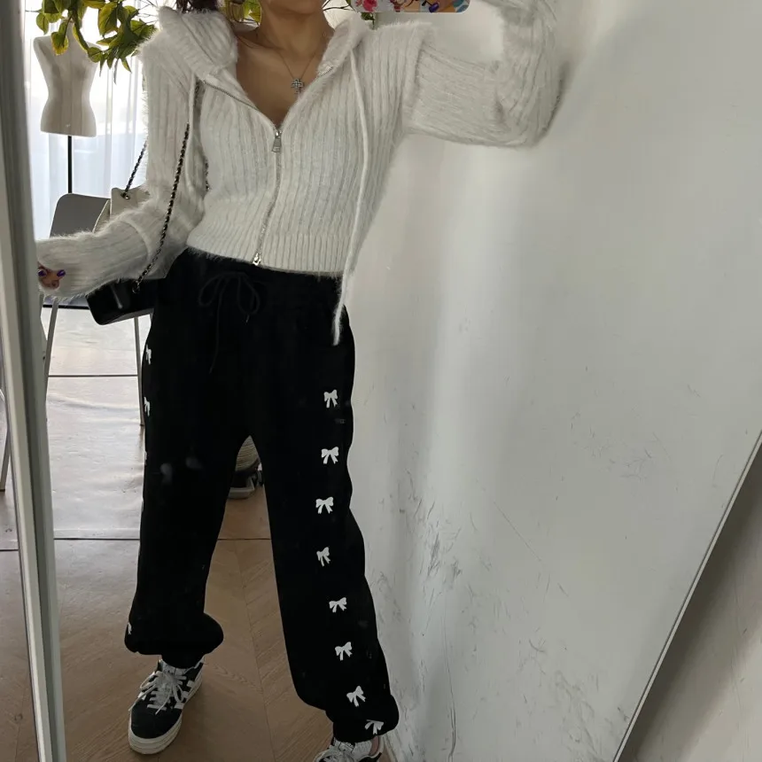 กางเกงลำลองเอวสูงทรงสวย ผ้ามีซับใน เอวยางยืด ลายผูกปม สไตล์เกาหลี สำหรับผู้หญิง ฤดูใบไม้ร่วง ฤดูหนาว ป้องกันริ้วรอย วินเทจ...