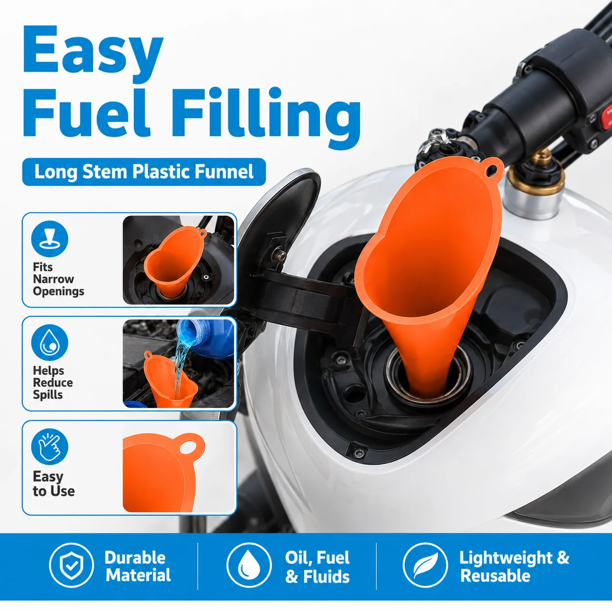 1PC Car Oil Funnel Reusable Engine Fluid Pouring Funnel Motorcycle Fuel Coolant Drain Tool For Auto Maintenance Repair Kit