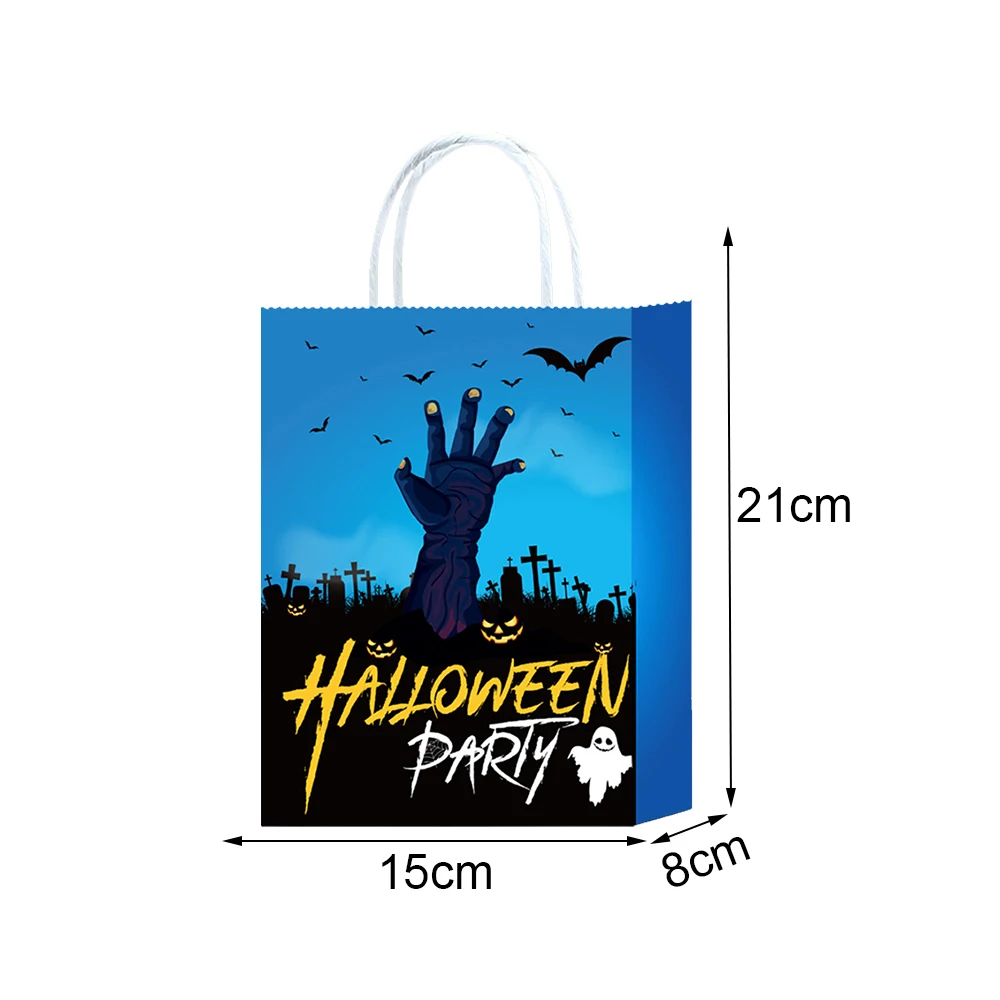 12/60 stuks Halloween papieren cadeauzakje met handvat Pompoen Skelet Spook Heks Traktatiezak Halloween Goodie Bag Halloween Feestartikelen