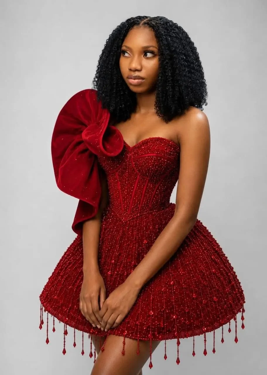 2026 Red A-line Cocktail Dress Sweetheart Beaded Tassels Sequined Short Mini Graduation Homecoming Formal Prom Dress Customized