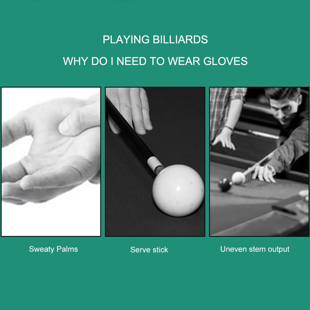 3 Fingers Pool Gloves Pool Cue Gloves Left/Right Hand Breathable Billiard Gloves Billiard Glove for Women Men