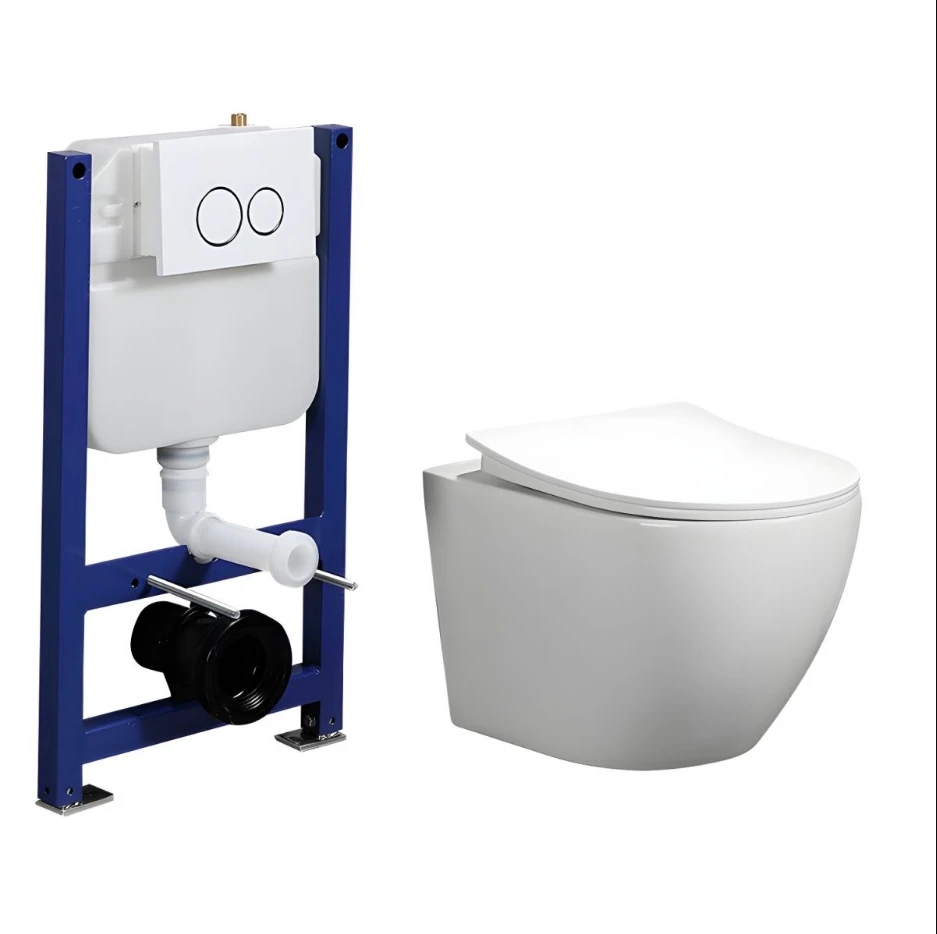 Modern Style Concealed Tank Wall Mounted Toilet P-trap Wall Hung Toilet Bowl