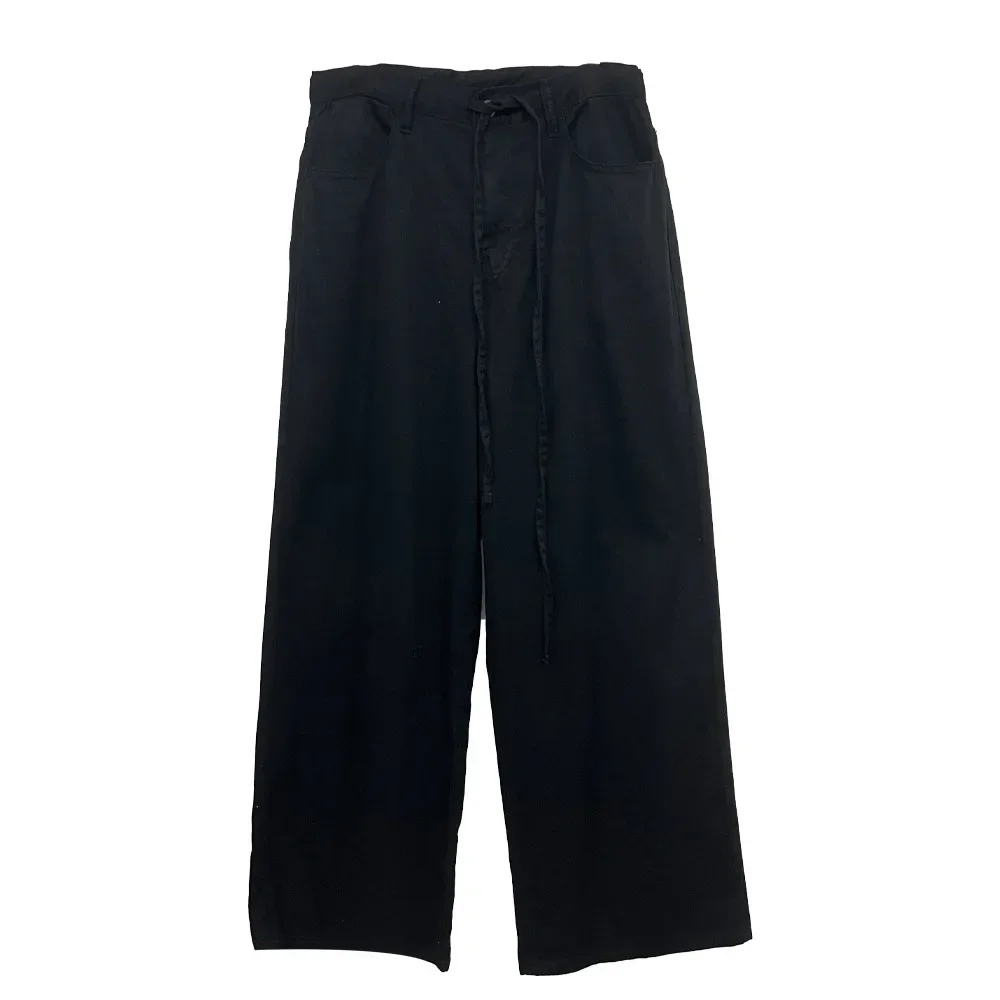 Jean à cordon de serrage pour femme, Streetwear, longueur au sol, coupe ample, taille moyenne, pantalon en Denim à jambes larges, pantalon en détresse, automne