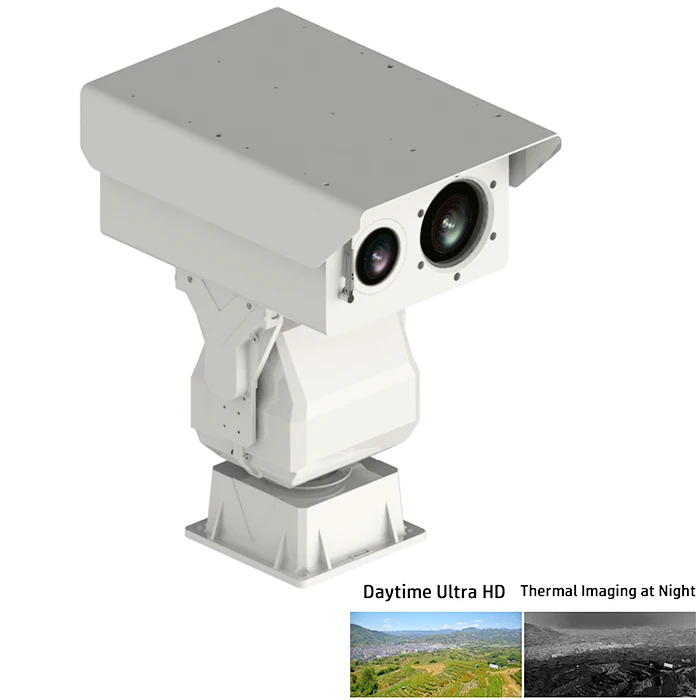 Cámara PTZ de vigilancia térmica de largo alcance para cría de animales de granja, seguridad perimetral en tiempo Real de 2-50KM