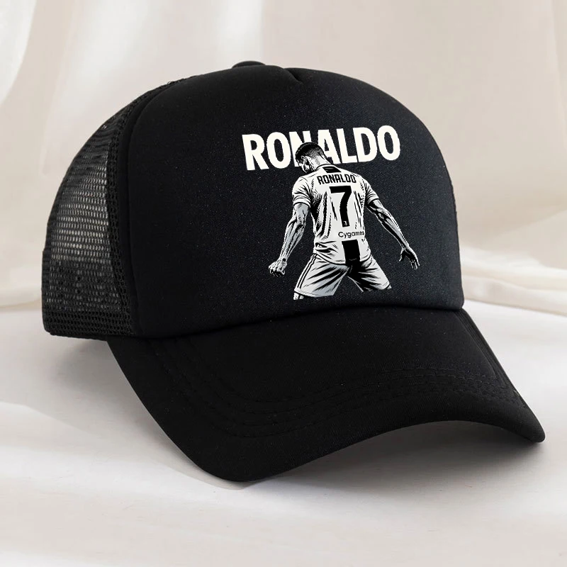 Gorra de béisbol de la estrella del fútbol Ronaldo, gorra con estampado de figura de dibujos animados de anime, gorra transpirable para niños y niñas, gorra HipHop NetCap, regalo de juguete Kawaii para niños