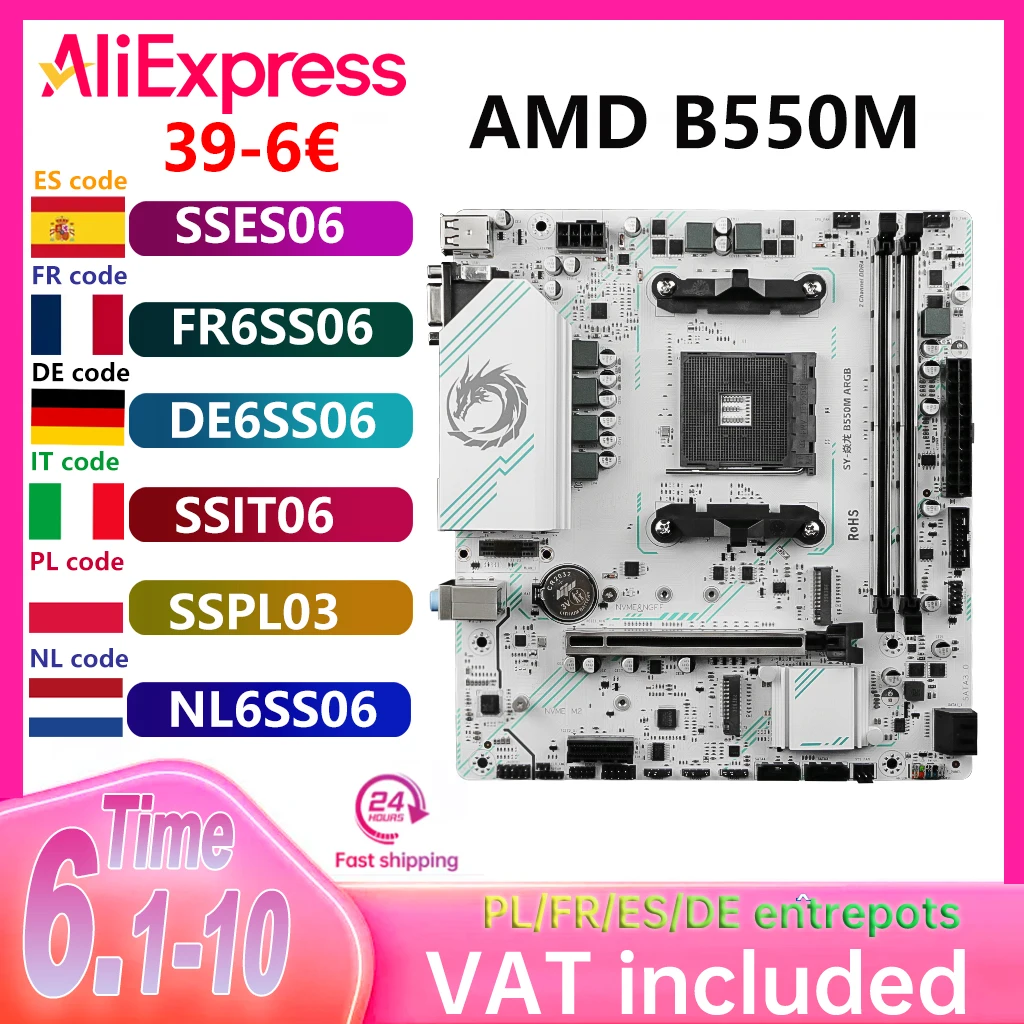 Carte mère de jeu SOYO AMD B550M, USB3.1 M.2 Nvme Sata3 DDR4, double canal, prend en charge les processeurs RYZEN R3 R5 R7 3000 4000 5000, socket AM4