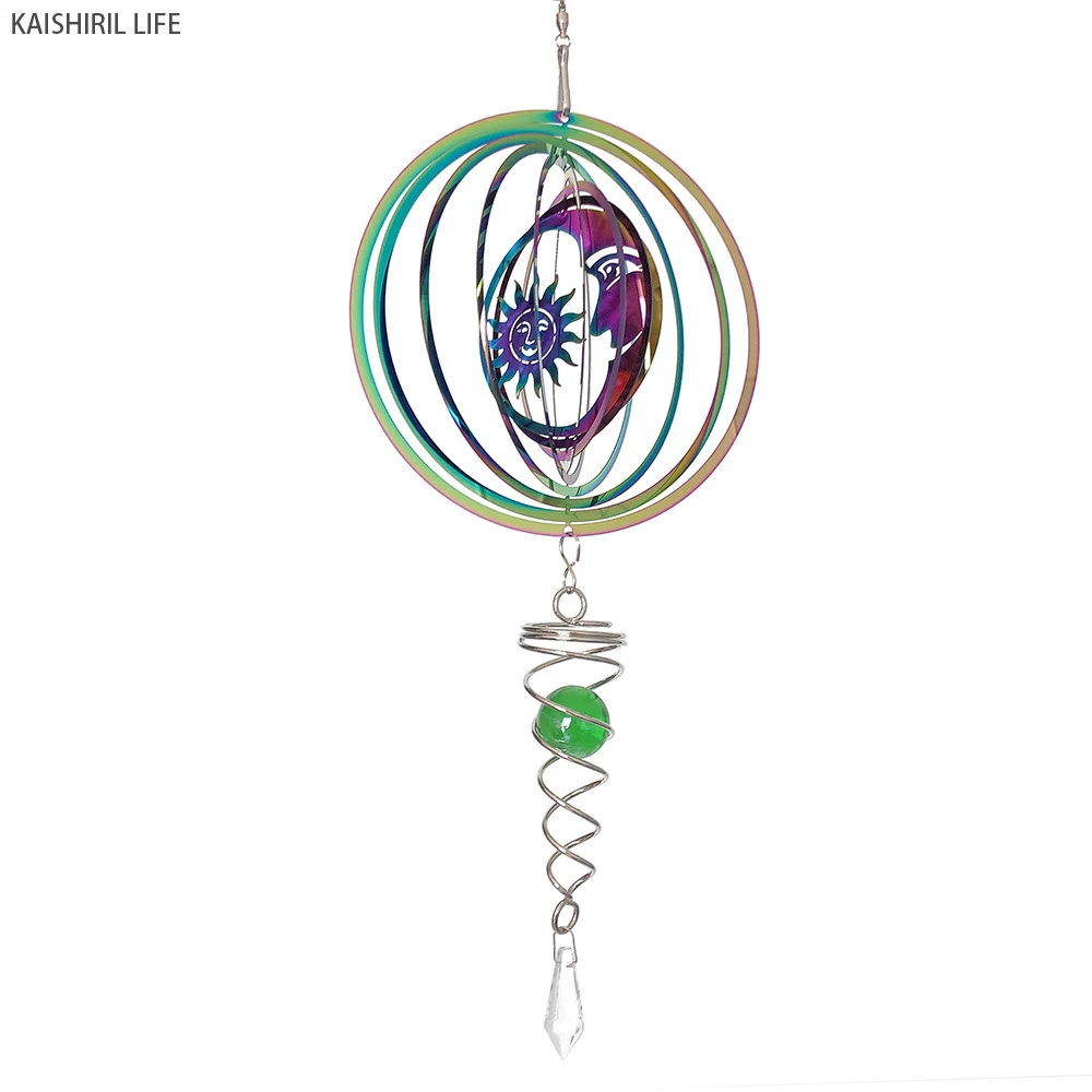 ของตกแต่งสวนรูปพระจันทร์เสี้ยวที่แขวนผนังกลางแจ้ง Eid Mubarak กระดิ่งลมหมุนได้จี้คริสตัลรูปสปินเนอร์ระเบียง