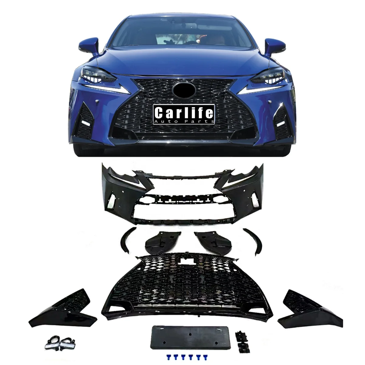 

Car bumpers parts Lexus IS IS250 IS300 ISF 2013 2014 2015 2016 facelift to 2021 model with bumpers grilles