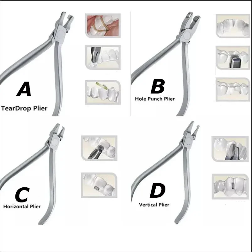 4pcs Orthodontic Aligner Plier Dental Thermal Forming Plier Punch Vertical Level Tear Drop Cutter Aligner Plier Dentist Tools