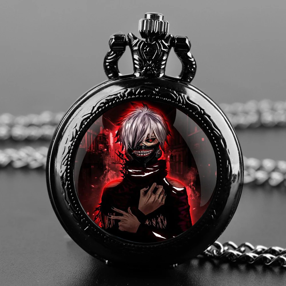 Anime Tokyo Ghoul Ken Kaneki Manga My Hero Academic Quartz Pocket Watch for Women Men Kids Necklace Unique Pendant Clock Gift