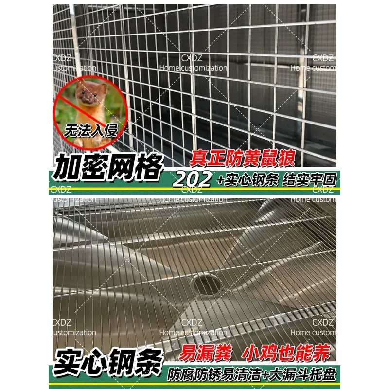 Large Outdoor Stainless Steel Chicken Cage Windproof Rainproof Poultry Coop House Shed for Backyard Farming