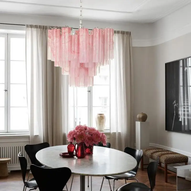 Purple Princess Murano Glass Art Led Chandelier Lighting Suspension Luminaire Lampen Hanging Light For Foyer Living Dinning Room