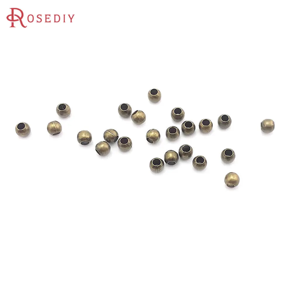 200PCS 3MM 4MM 5MM 8MM Brass Metal Beads Spacer Beads Jewelry Making Supplies Diy Necklaces Bracelets Findings Accessories