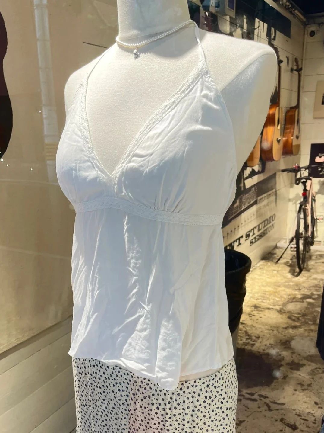 New White Lace Halter Crop Top Women Summer Solid V Neck Sexy Sleeveless Slim Camis Y2k Vintage Sweet Cotton Backless Tank Tops
