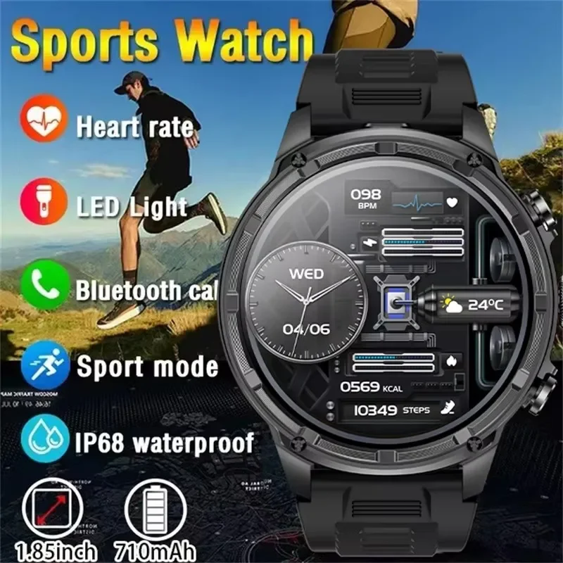 2024 New 1.85-Inch HD Bluetooth Call Smart Watch for Men - Sports Fitness Tracker with Heart Monitor, 710mAh Battery