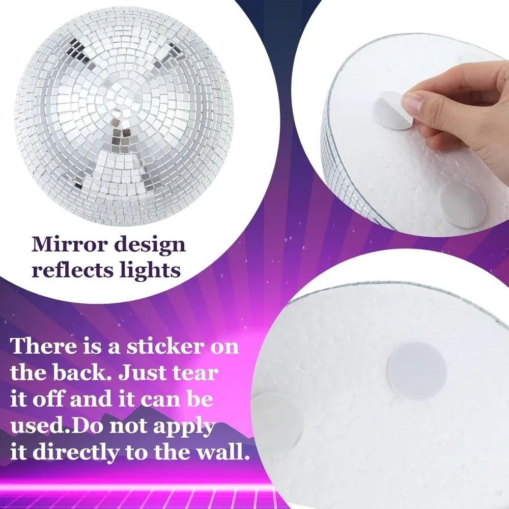 5Pcs Metallic Disco Ball Half Wall Decor Semicircle Glittery Mirror Disco Ball Wall Art Light-refracting Adhesive-backed