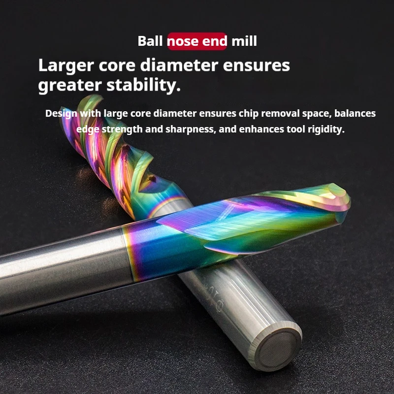 Colorful Tungsten Steel Aluminum Alloy Ball Cutter CNC Cutting Tool Circular Arc Spherical 2Blade R-Shaped Milling Cutter