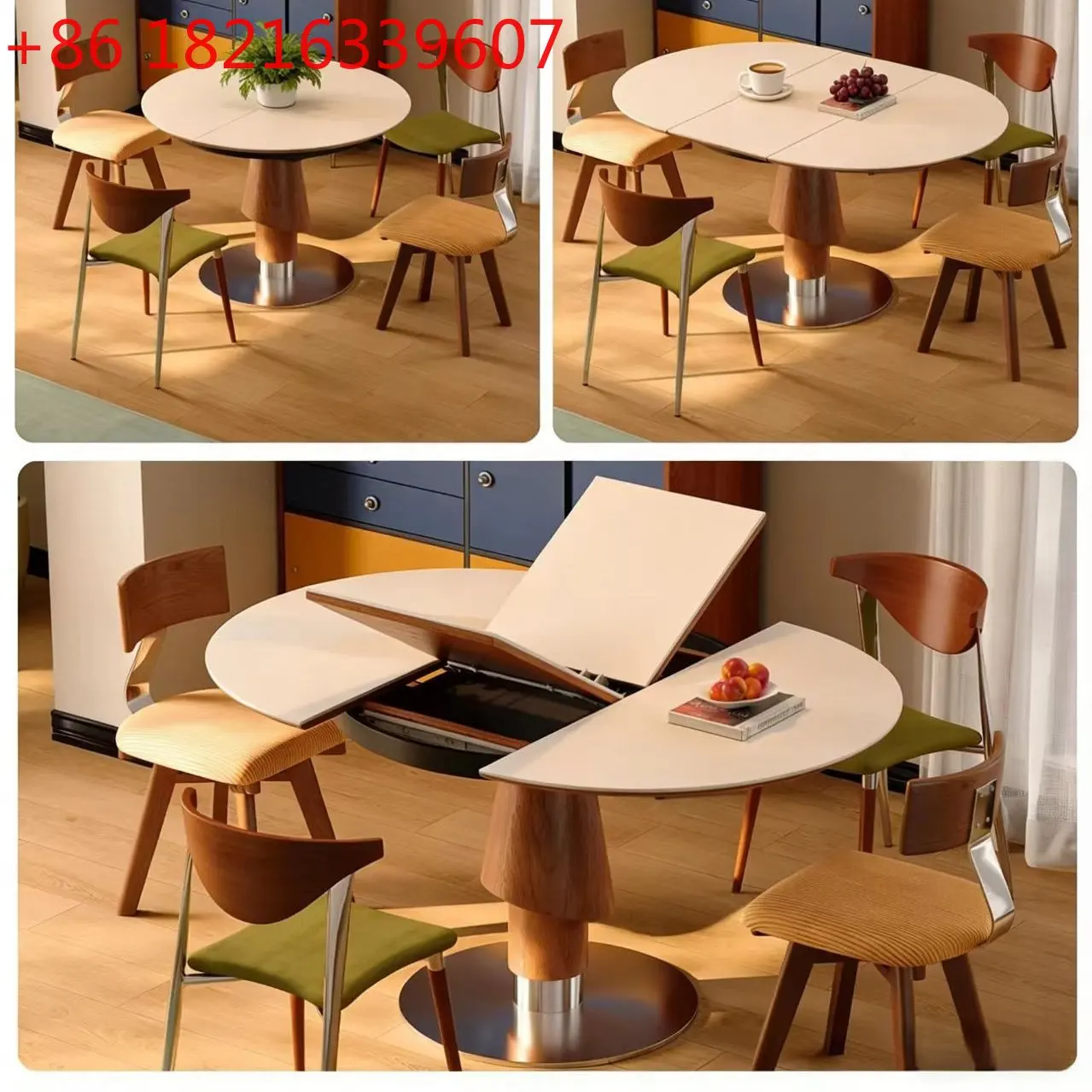YAO telescopic cream wind small apartment folding long table simple household variable round