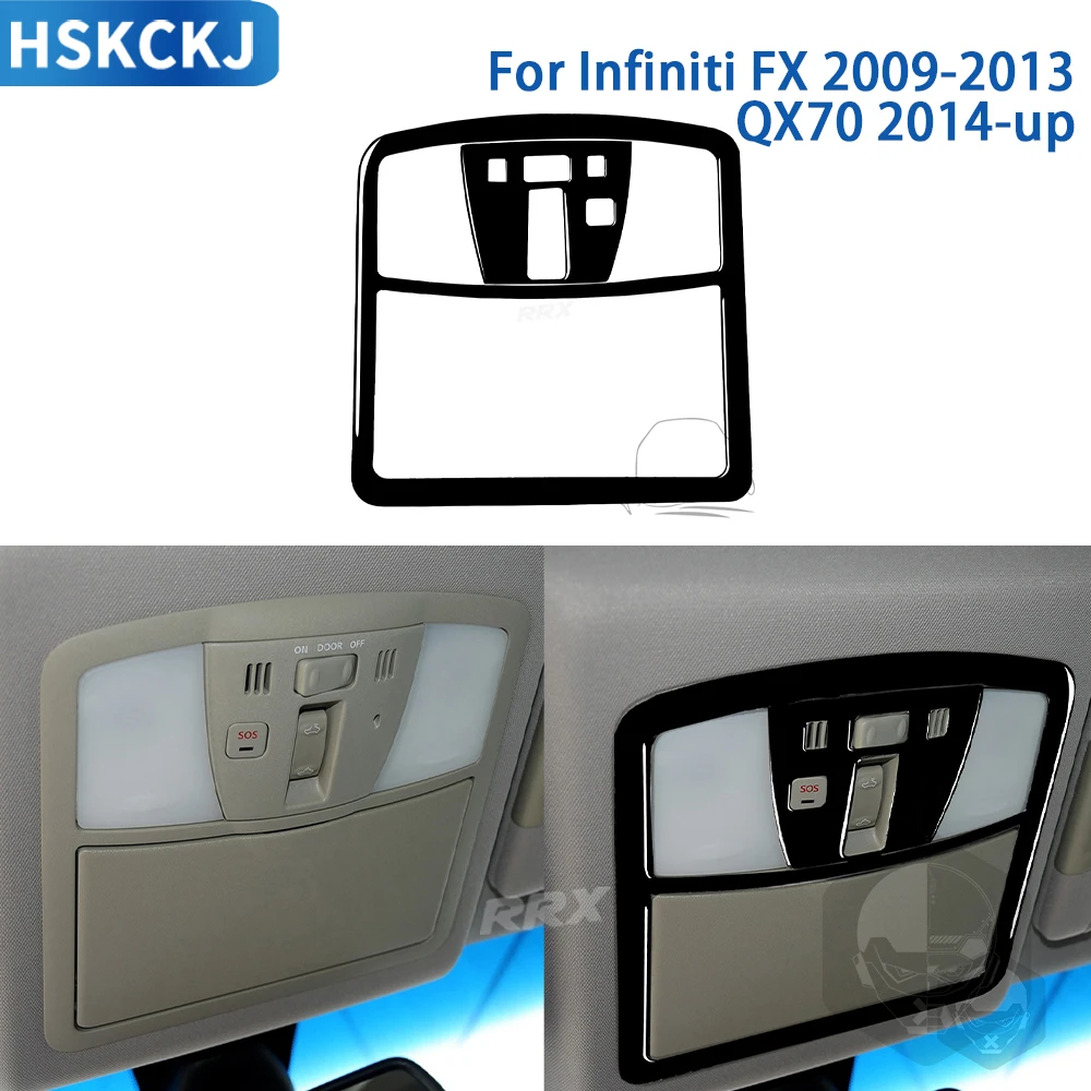 

For Infiniti FX 2009-2013 QX70 2014+ Glossy Black Plastic Accessories Car Interior Reading Lamp Cover Trim Sticker Decoration
