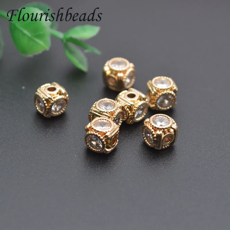 High Quality Big Hole Beads 6mm Metal Brass Square Spacer Beads Jewelry Making Diy Handmade Materials 30pcs/lot