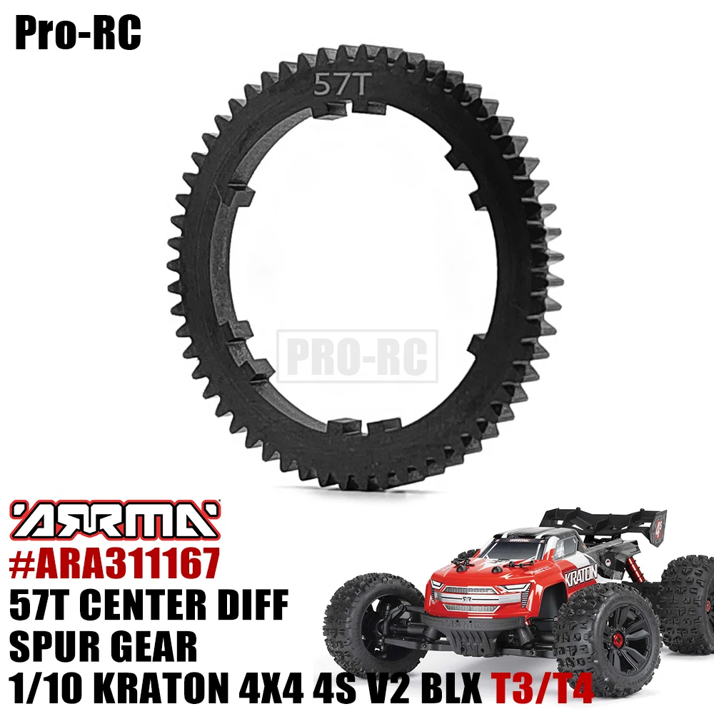 57T HD Steel ARA311167 ingranaggio cilindrico differenziale centrale per Arrma 1/10 KRATON 4 x4 4S V2 (solo) T3 / T4 BLX SPEED MONSTER TRUCK Rc Car