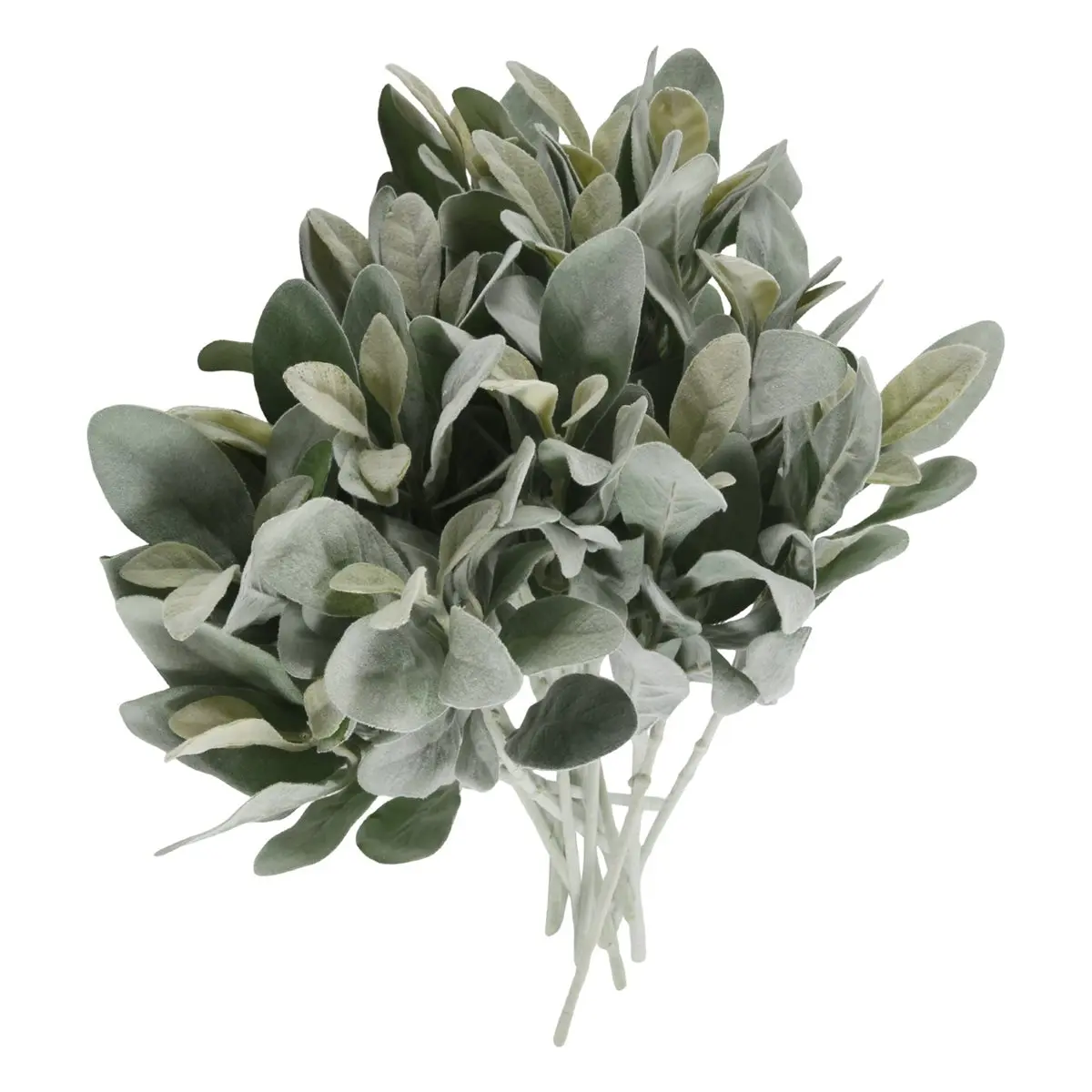 Premium-15 Pcs Artificial Flocked Lambs Ear Greenery Stem Faux Lamb's Ear Branches Picks Rustic Wedding Centerpiece