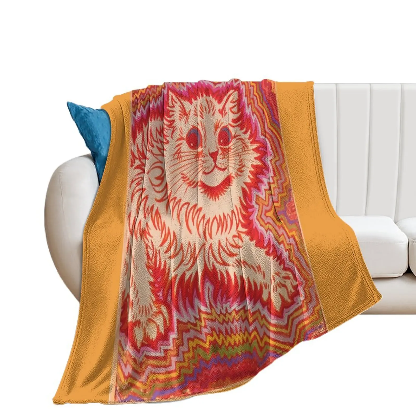 

Louis Wain Orange Psychadelic Cat Throw Blanket Heavy Tourist Blankets