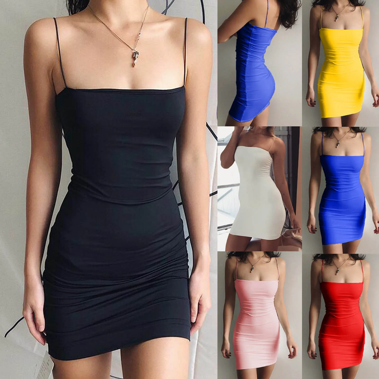 Sexy Neckholder-Kleid ohne Rücken für Damen, trendige Sommerkleider, lässige Mode, ärmellose Camis, schmales Minikleid, figurbetontes Sommerkleid