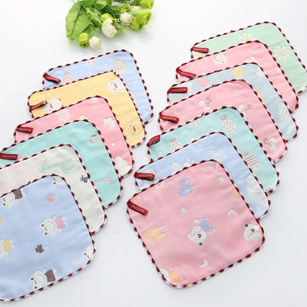 5pcs Pure Cotton 6-Layer Soft Absorbent Hand Towels for Kids, Kindergarten & Baby Face Cleaning, Random Colors