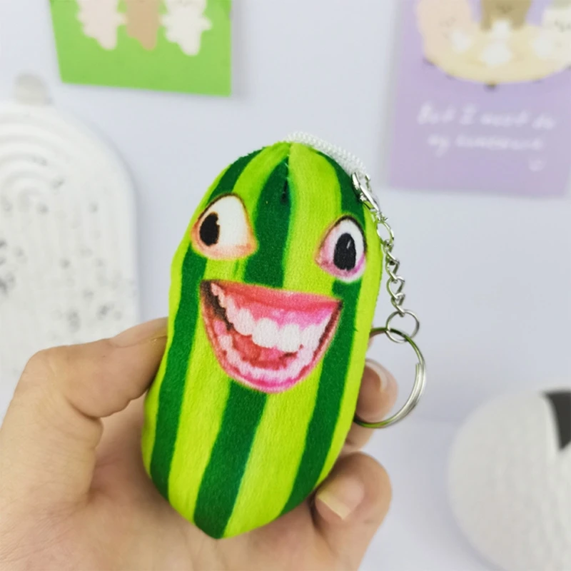 Sprechender Wassermelonen-Schlüsselanhänger, zusammendrückbarer Plüsch-Schlüsselanhänger, Rucksack-Hängeornament