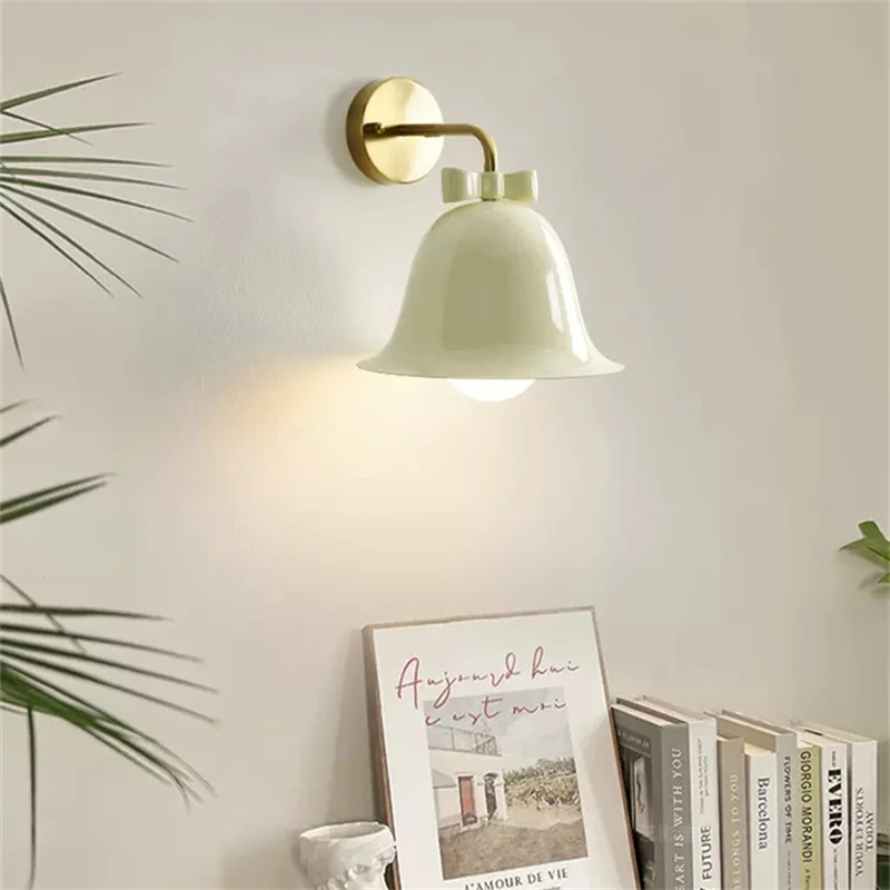 Modern Bowknot Bell Wall Lamp For Kids Bedroom Living Room Aisle Home Decor Retro Wall Light Fixture E27 Iron Art Luster Sconce