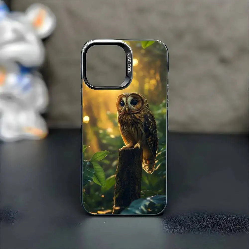 حافظة هاتف OWL FORST واقعية لهاتف iPhone 16,15,14,13,12,11,Mini,Pro,MAX غطاء أسود غير لامع مقاوم للصدمات