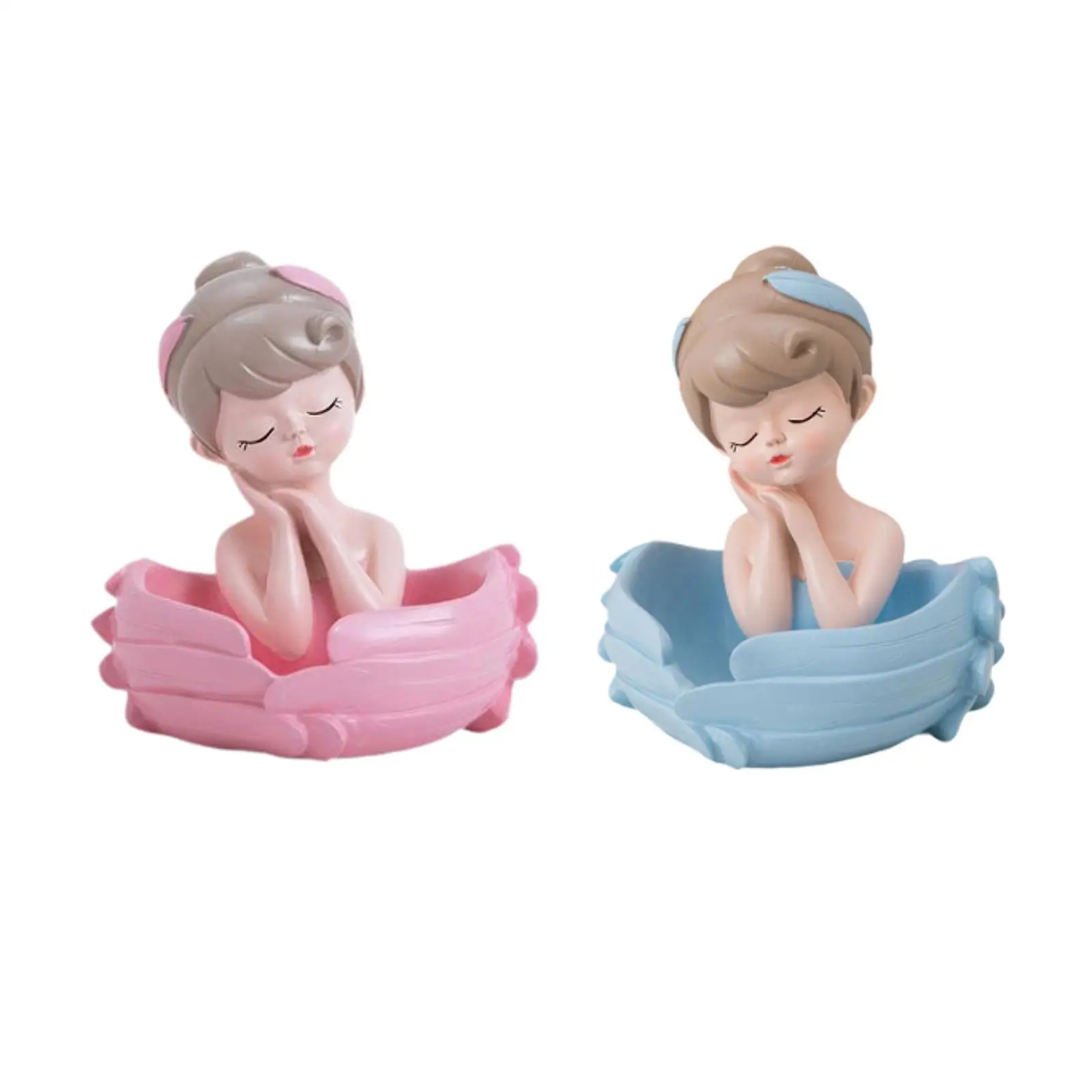 

Angel Resin Statue Figurine Girl Decorative Storage Box Serving Tray Organizer for Jewelry Trinket Cabinet Key Makeup Brushes