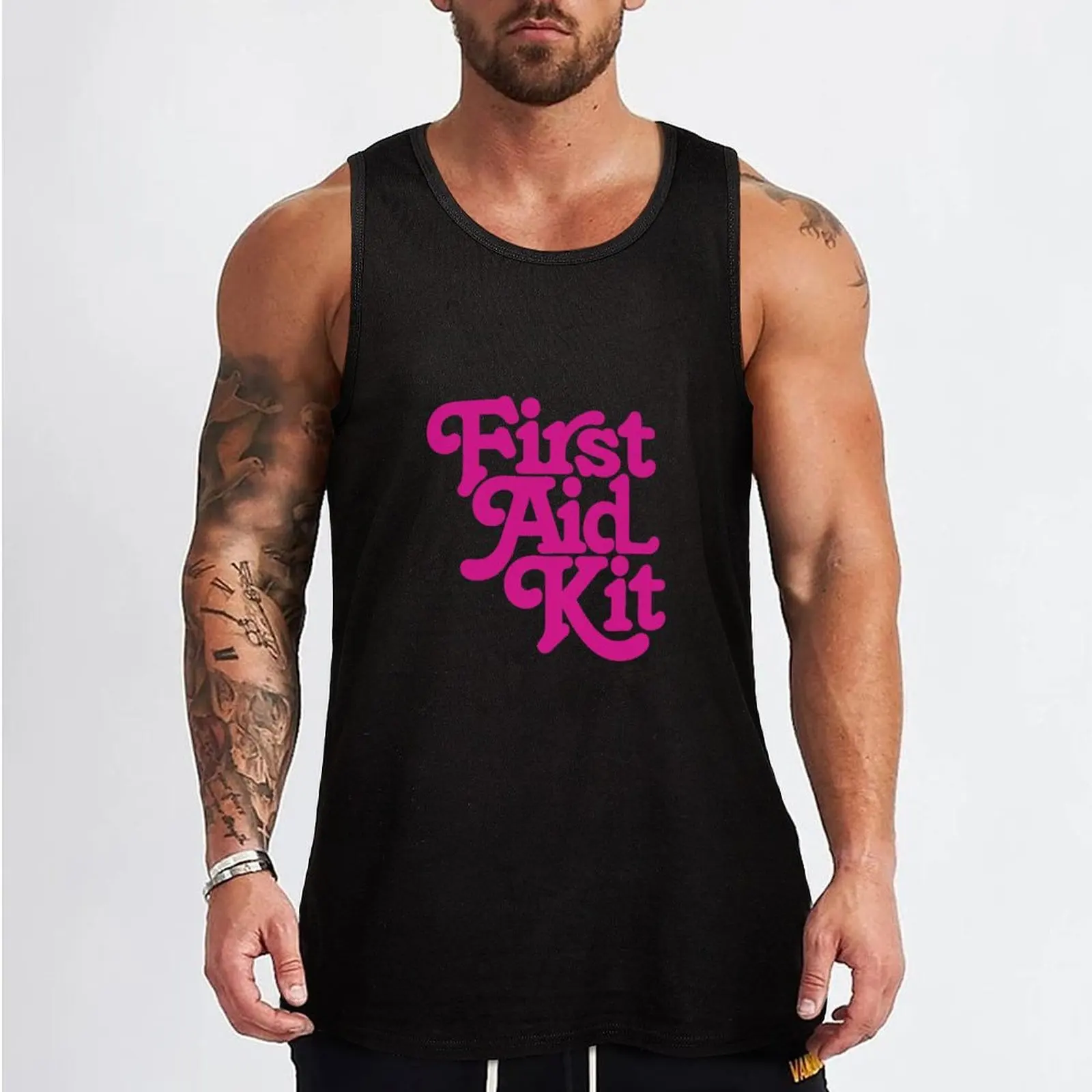 First Aid Kit Band Pink Tank Top Men's tops T-shirt Men's gym sleeveless shirt man Clothing