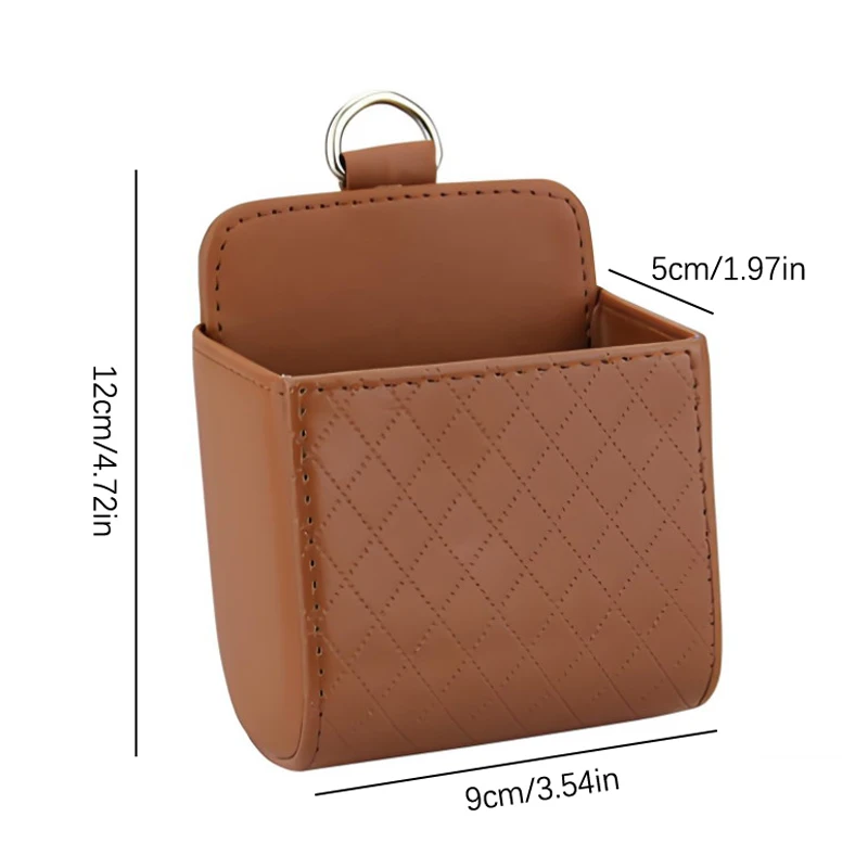 New Car Phone Holder Mount Air Vent Hanging Storage Box Car Mobile Phone Bag PU Leather Glasses Organizer Bag Support In Home view 6