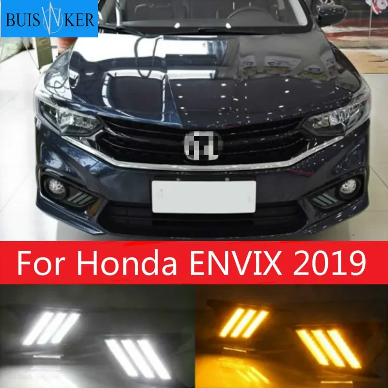 

2pcs LED Daytime Driving Running Light DRL Car Fog Lamp 6000K White Turn Yellow Turn Blue Light For Honda ENVIX 2019